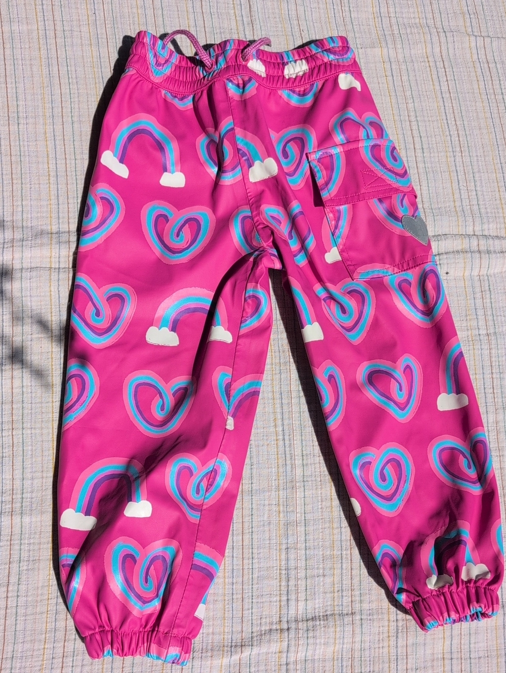 Hatley Waterproof Pants In Pink With Hearts And Rainbows